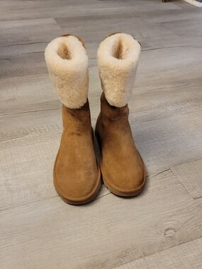 UGG Chestnut Suede Shearling Cuff Short Boots